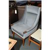 Image 1 : Pair of mid century modern teak framed velvet upholstered side chairs