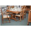 Image 1 : Nine piece walnut dining room suite including table with three insert leaves, six chairs including o