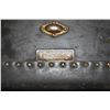 Image 2 : Antique brass bound metal steamer trunk with enamelled brass label Multnomah Baggage man proof