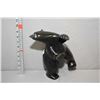 Image 1 : Black hand carved soapstone dancing bear, 10 1/2" in height, signed in syllabics by artist Adamie As