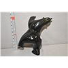 Image 3 : Black hand carved soapstone dancing bear, 10 1/2" in height, signed in syllabics by artist Adamie As