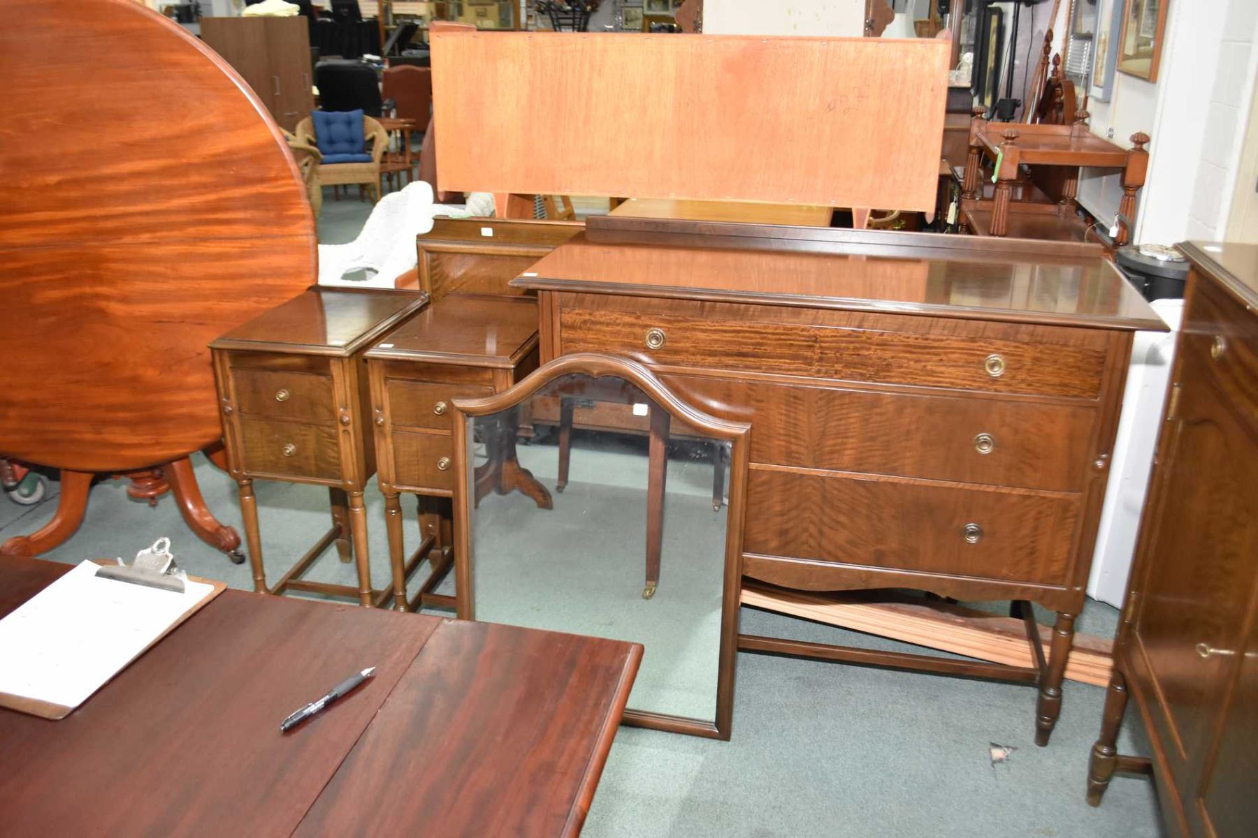 Mid 20th Century Mahogany Bedroom Suite Including Three Drawer