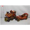 Image 1 : Two glazed pottery pieces including a vintage style car and a locomotive 7 1/2" in height