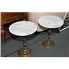 Image 1 : Pair of brass center pedestal marble top wine tables