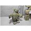 Image 2 : Three light green soapstone carvings including standing bear 4" in height, standing bear purportedly