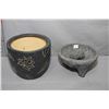 Image 1 : Glazed pottery plant pot and a mortar and pestle * 1/2" in diameter