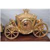 Image 2 : Antique oak desk top pen holder with glass inkwell and a vintage carriage and horse clock