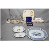 Image 1 : Selection of china collectibles including Bavaria and Royal Crown Derby candy dishes, blue and white