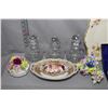 Image 2 : Selection of china collectibles including Bavaria and Royal Crown Derby candy dishes, blue and white