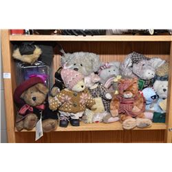 Shelf lot of Boyd's and Ty beanie babies collectibles teddy bears