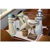 Image 2 : Selection of Nautical themed collectibles including wooden lighthouses, pottery lighthouse, wooden b