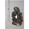 Image 1 : Hand carved African soapstone carving of a mother and child, 11" in height