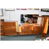 Image 1 : Mid century modern mahogany bedroom suite including four drawer lowboy, nine drawer mirrored dresser