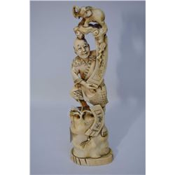 Hand carved Chinese bone sculpture 8 1/4  in height