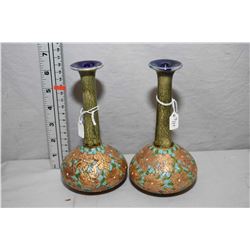 Pair of Royal Doulton glazed stoneware vases marked 6434 and initialled by artist L.M aka Leslie Mer