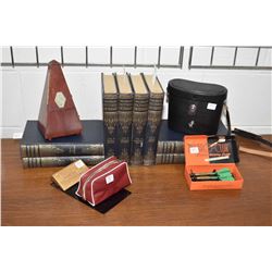 Selection of collectibles including eight hardcover "Waverly Pictorial Dictionary" set plus metronom