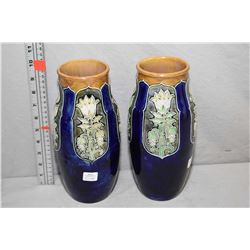 Pair of Royal Doulton glazed stoneware vases marked 8113A, 10" in height