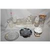 Image 1 : Selection of vintage glass and porcelain including German porcelain dish on marble stand, Peacock pa