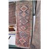 Image 1 : Wool carpet runner with geometric design, multiple medallions and borders in shades of cream, red an