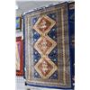 Image 1 : Wool and silk blend (?) Oriental area rug with multiple borders and medallions in shades of cerulean