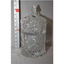 Shannon Irish crystal double decker biscuit barrel, 11" in height