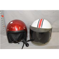 Selection of guy's items including two vintage motorcycles helmets, a 1944 Royal Canadian Army Servi