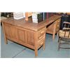 Image 3 : Antique oak partner's desk with four drawers on each side, panel decoration and 48" X 60" desk top p