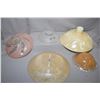 Image 1 : Five vintage glass light shades including 16" diameter shade with duck decoration 2 X 16", 12" shade