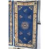 Image 1 : Oriental wool area rug with center medallion, floral decoration and border in shades of Royal blue a