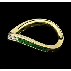 0.60 ctw Emerald and Diamond Ring - 18KT Yellow Gold