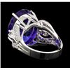 Image 3 : GIA Cert 18.52 ctw Tanzanite and Diamond Ring - 14KT White Gold
