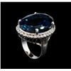Image 4 : 14KT White Gold 32.12 ctw Topaz and Diamond Ring