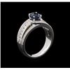 Image 4 : 1.21 ctw Sapphire and Diamond Ring - 18KT White Gold
