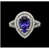 Image 2 : 1.75 ctw Tanzanite and Diamond Ring - 14KT White Gold