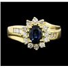 Image 4 : 0.50 ctw Sapphire and Diamond Ring - 18KT Yellow Gold