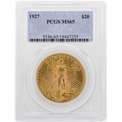 1927 $20 St. Gaudens Double Eagle Gold Coin PCGS MS65