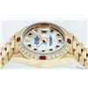 Image 7 : Rolex Ladies Quickset 18K Yellow Gold MOP Ruby And Diamond President Wristwatch
