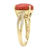 Image 2 : 3.92 ctw Coral and Diamond Ring - 14KT Yellow Gold