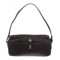 Salvatore Ferragamo Black Canvas Shoulder Handbag