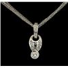 Image 2 : 0.62 ctw Diamond Pendant With Chain - 18KT White Gold