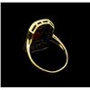 Image 3 : 2.60 ctw Coral and Diamond Ring - 18KT Yellow Gold