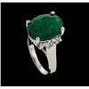 Image 4 : 7.35 ctw Emerald and Diamond Ring - 14KT White Gold