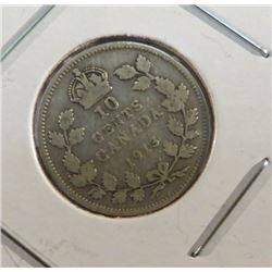 1913 Canadian Silver King George Dime