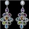 Image 1 : Natural White Opal & Multi Gemstone Earrings