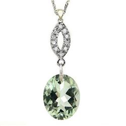 Natural Green Tea Amethyst Diamond 3.91ct Gold Pendant