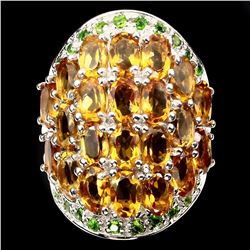 Natural Yellow Citrine Chrome Diopside 82.36 Cts Ring