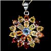 Image 1 : Natural Fancy Color Sapphire Flower Pendant