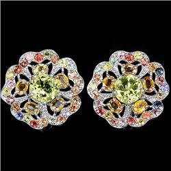 Natural Fancy Sapphire & Lemon Quartz EarRing