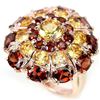 Image 1 : NATURAL DARK ORANGE RED GARNET & CITRINE Ring