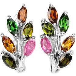 NATURAL MULTI COLOR TOURMALINE LEAF EARRING
